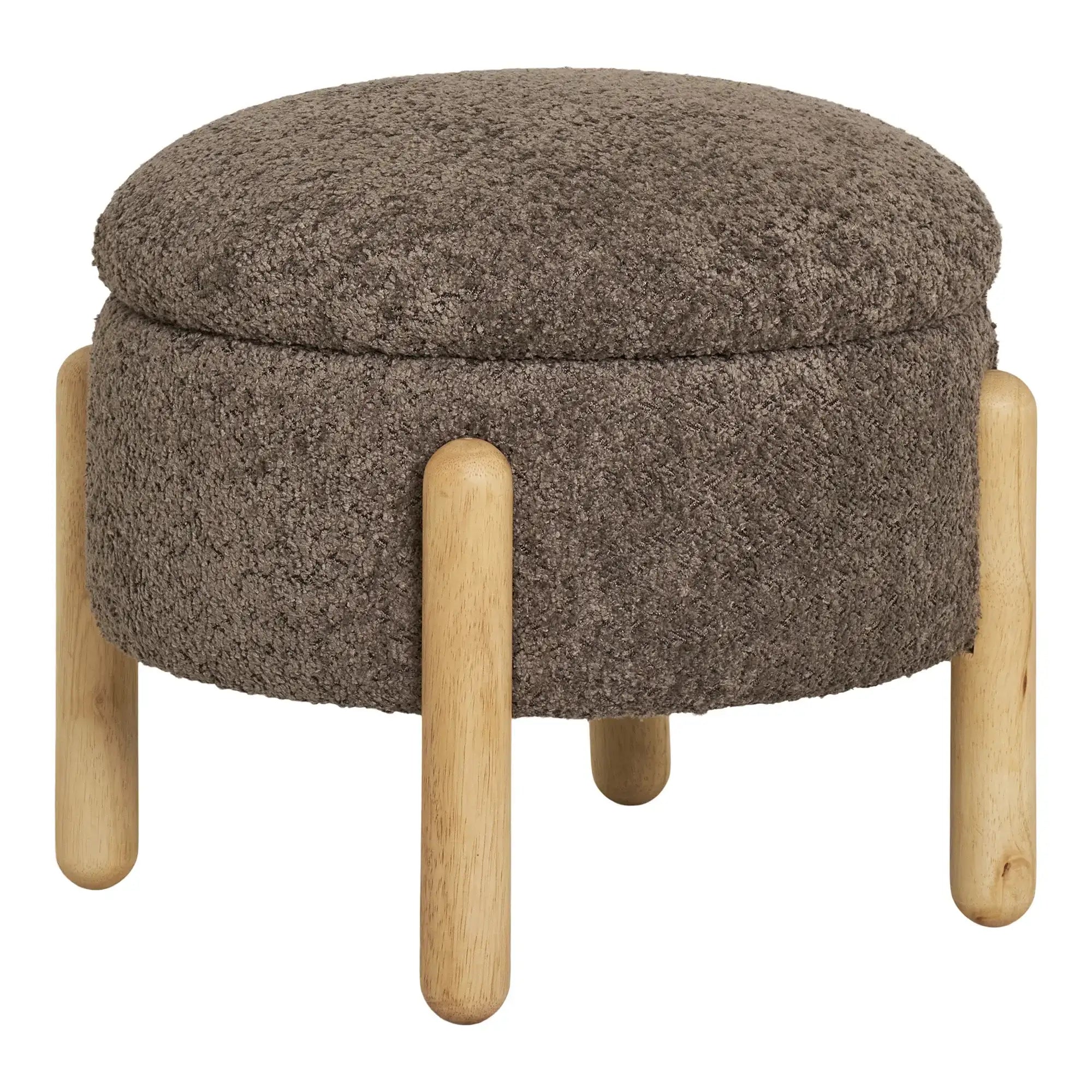 Pouf mit Stauraum in Braun Ø45 cm – Moderner Sitzhocker im skandinavischen Stil
