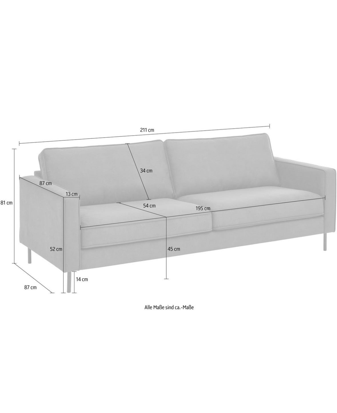 3 - Sitzer / Sofa in Microfaser, 211cm Breit | PolsterOase - POLSTEROASE