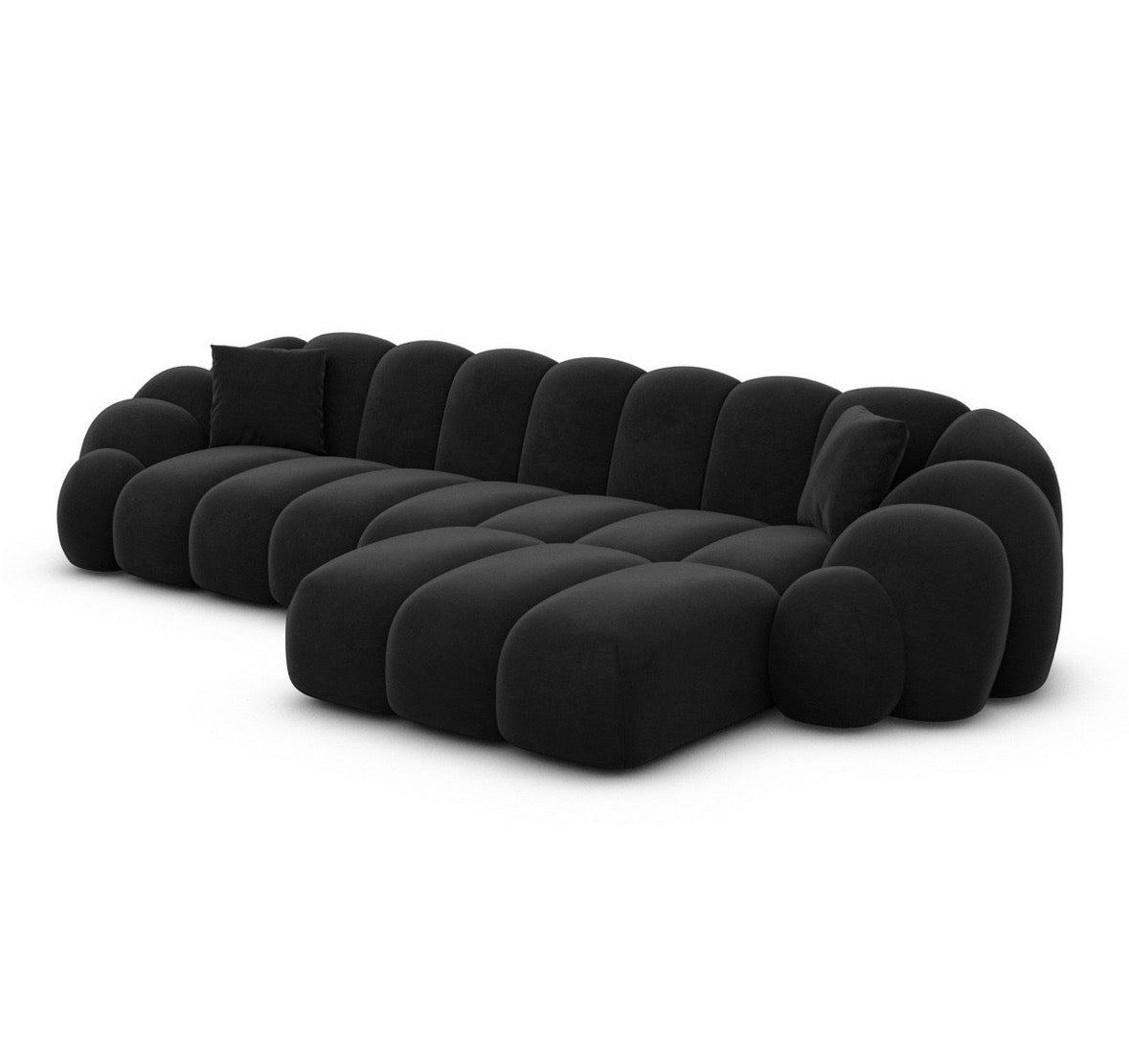 Bubble Ecksofa in Samt Schwarz, 299 cm Breite | PolsterOase