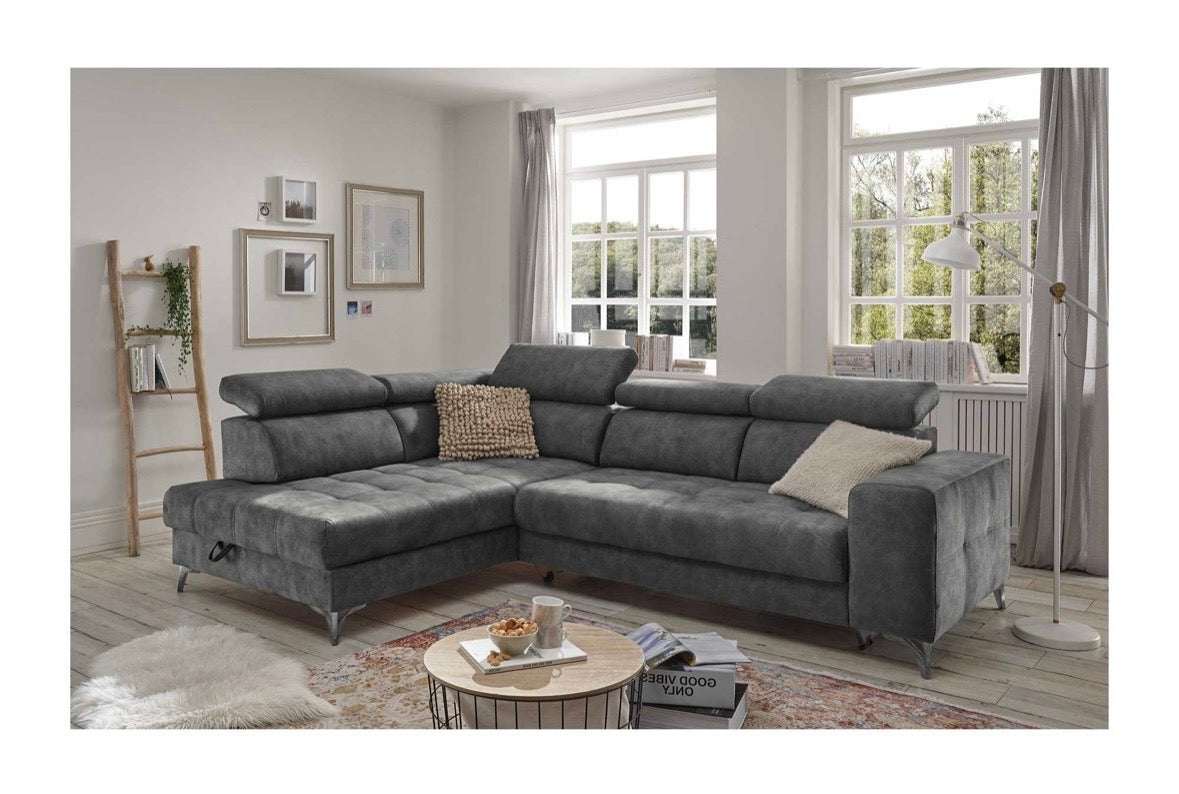 Elektrisches Ecksofa in Samt, 282cm Breite | PolsterOase