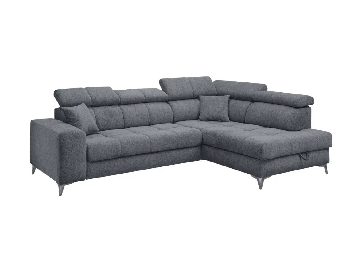 Elektrisches Ecksofa L - Form in Webstoff Anthrazit - POLSTEROASE