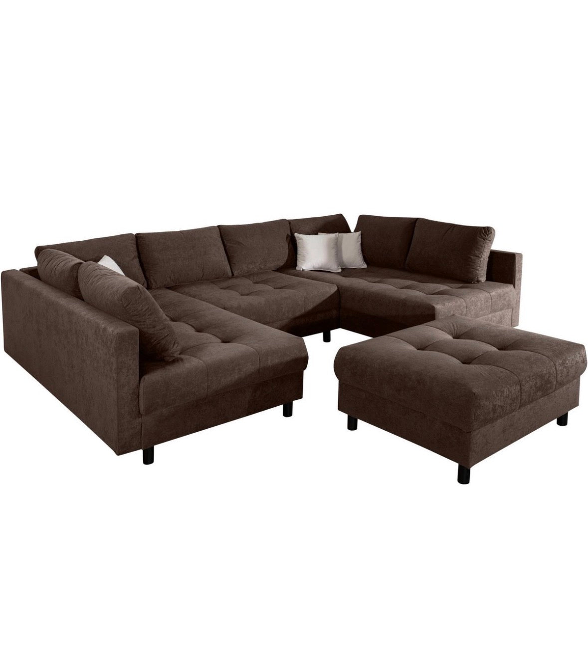 Wohnlandschaft mit Hocker in Microfaser, 298cm Breite | PolsterOase