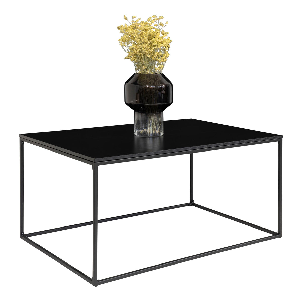 Vita Couchtisch aus Stahl und Holzwerkstoff, Schwarz, 90 × 60 cm