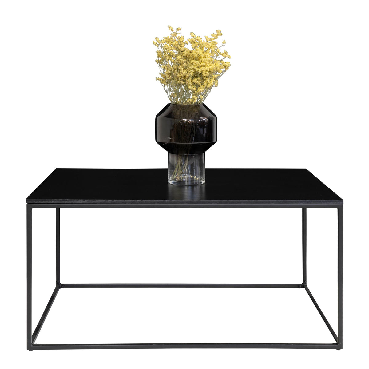 Vita Couchtisch aus Stahl und Holzwerkstoff, Schwarz, 90 × 60 cm