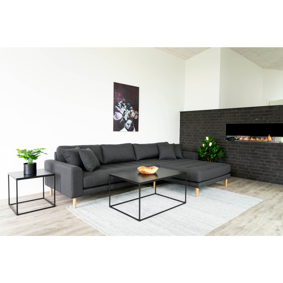 Vita Couchtisch aus Stahl und Holzwerkstoff, Schwarz, 90 × 60 cm