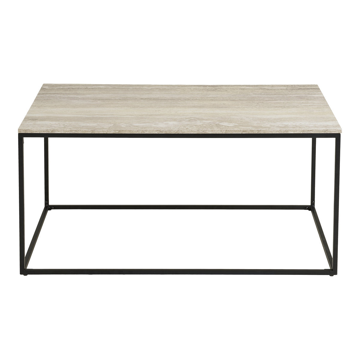PolsterOase Möbel – Vita Couchtisch aus Stahl und Spanplatte in Travertin, Optik, 90 × 60 cm – Ansicht 2