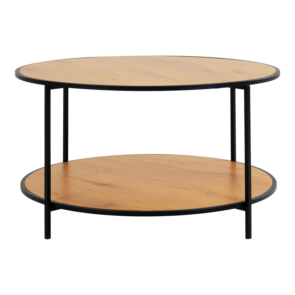 PolsterOase Möbel – Vita Couchtisch, Eichenoptik, schwarzer Rahmen ø80x45 cm – Ansicht 2