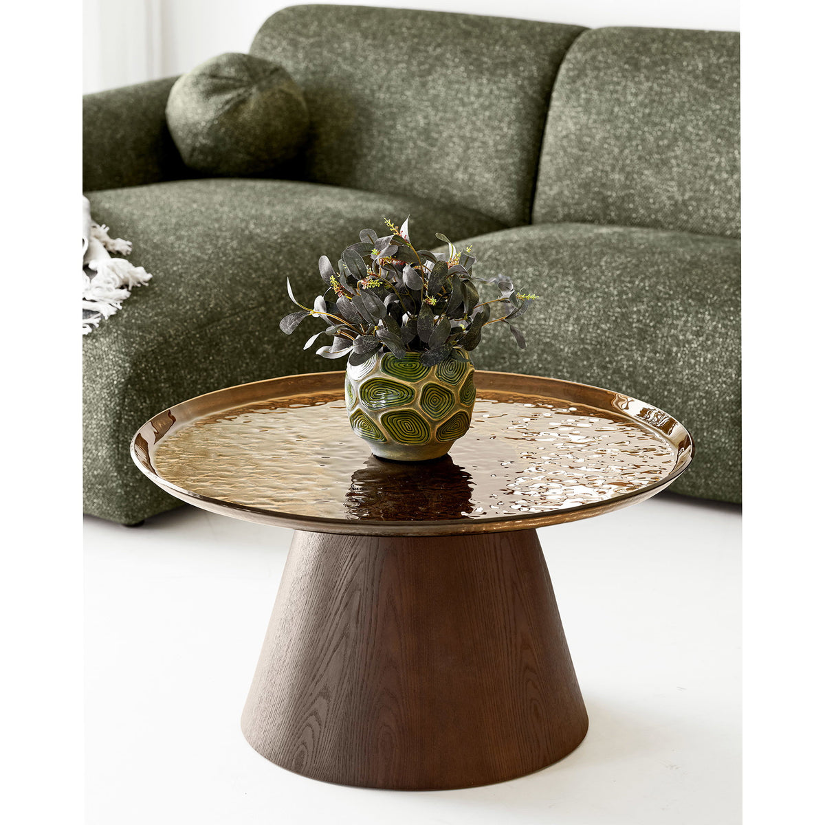 PolsterOase Möbel – Orvieto Couchtisch aus Eschenfurnier und Glas, Braun, Ø 80 cm – Ansicht 2