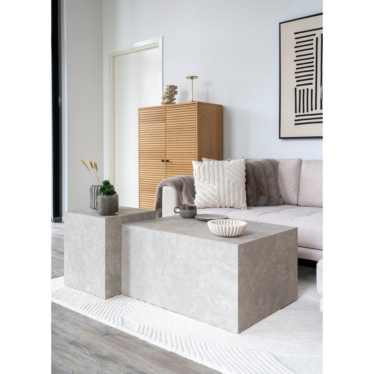 Prague Beistelltisch, Beige, 40 × 40 cm
