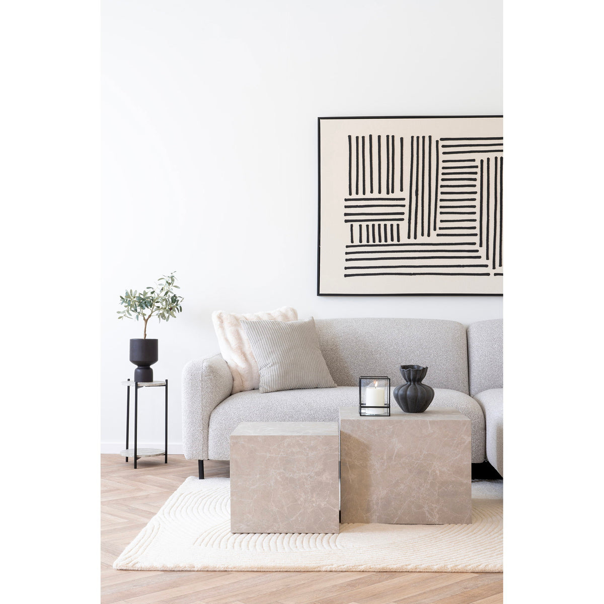 PolsterOase Möbel – Leuven Wandregal aus Metall, Beige, 60 × 60 cm – Ansicht 6