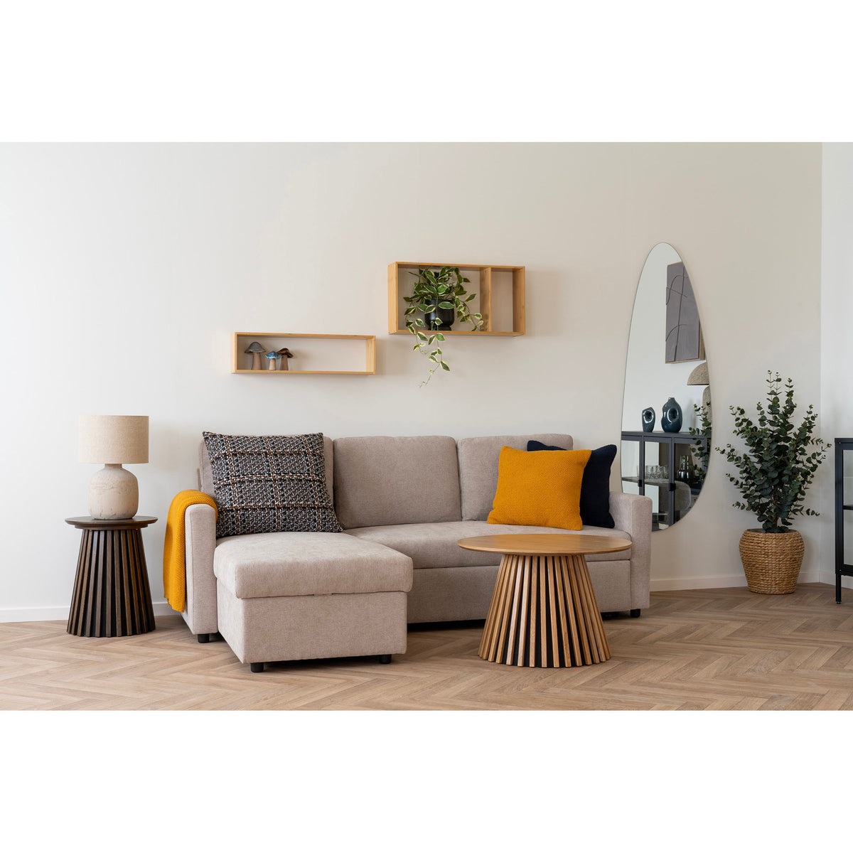 PolsterOase Möbel – Osaka Couchtisch aus Eichenholz, Natur, Ø 70 cm – Ansicht 6