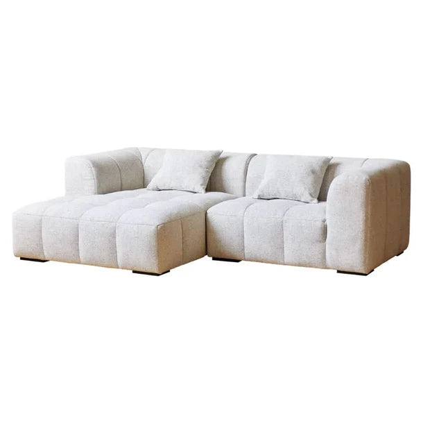 Bora Ecksofa (links) in Bouclé Weiß, 240 cm Breite | PolsterOase