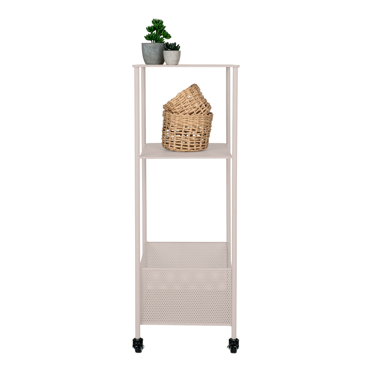 PolsterOase Möbel – Torres Servierwagen aus Stahl, 3 Ablagen, Sand, 100 cm – Ansicht 3