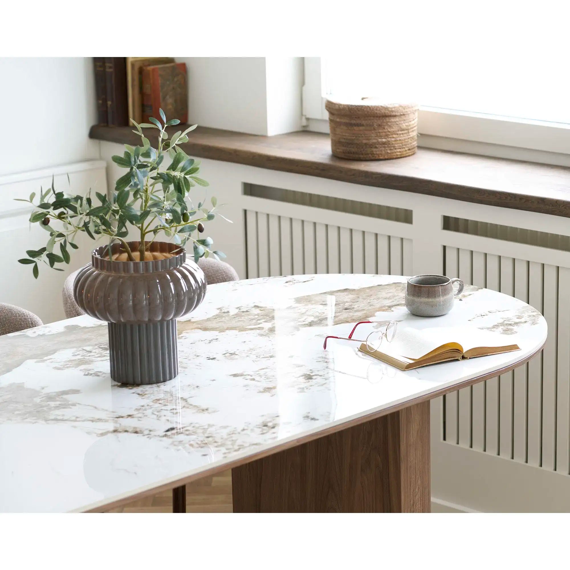 Esstisch 210 cm Keramik Weiß/Braun – Athens Skandinavisches Design