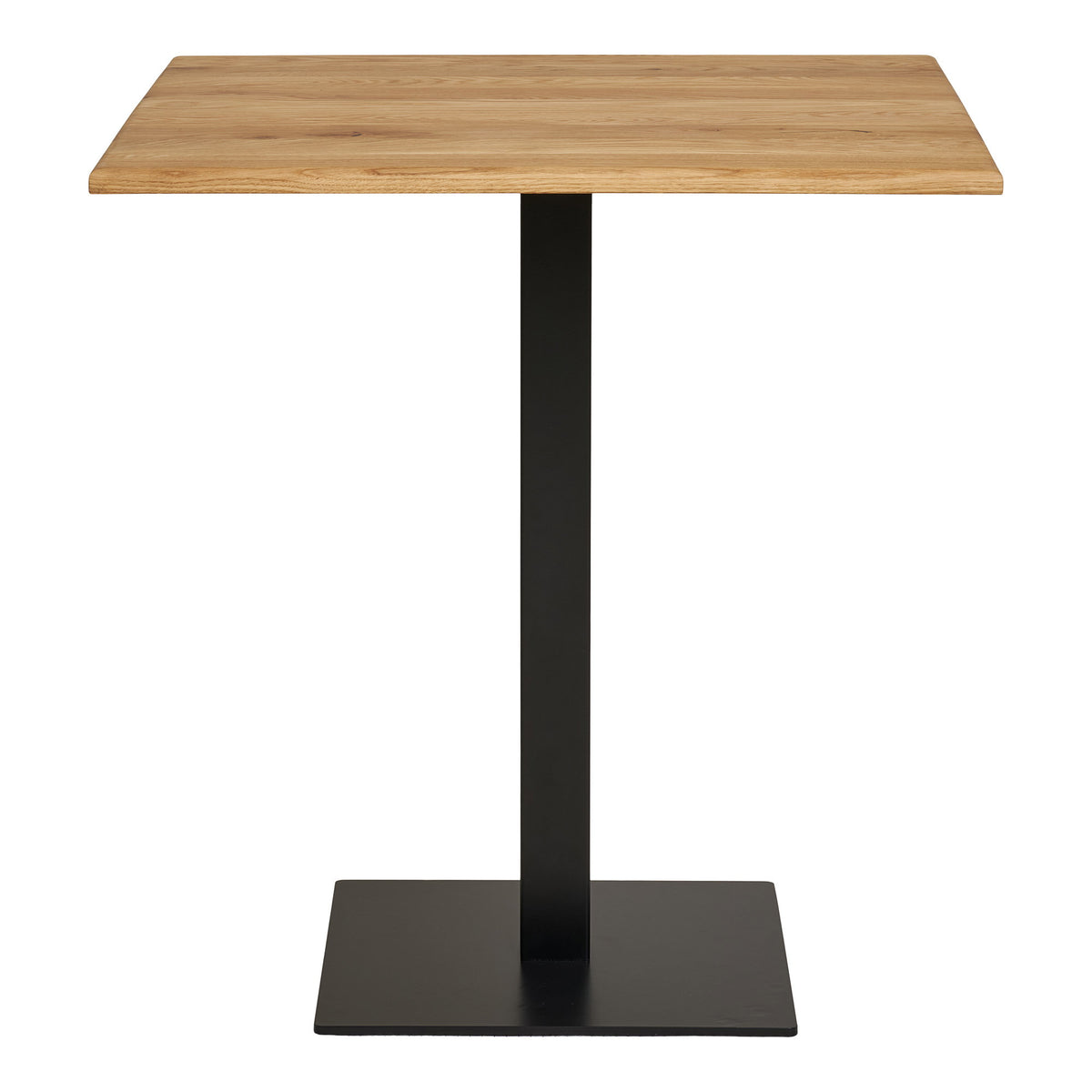 Lignano Bistrotisch aus Eichenholz mit Metallgestell, Natur/Schwarz, 70 × 70 × 75 cm