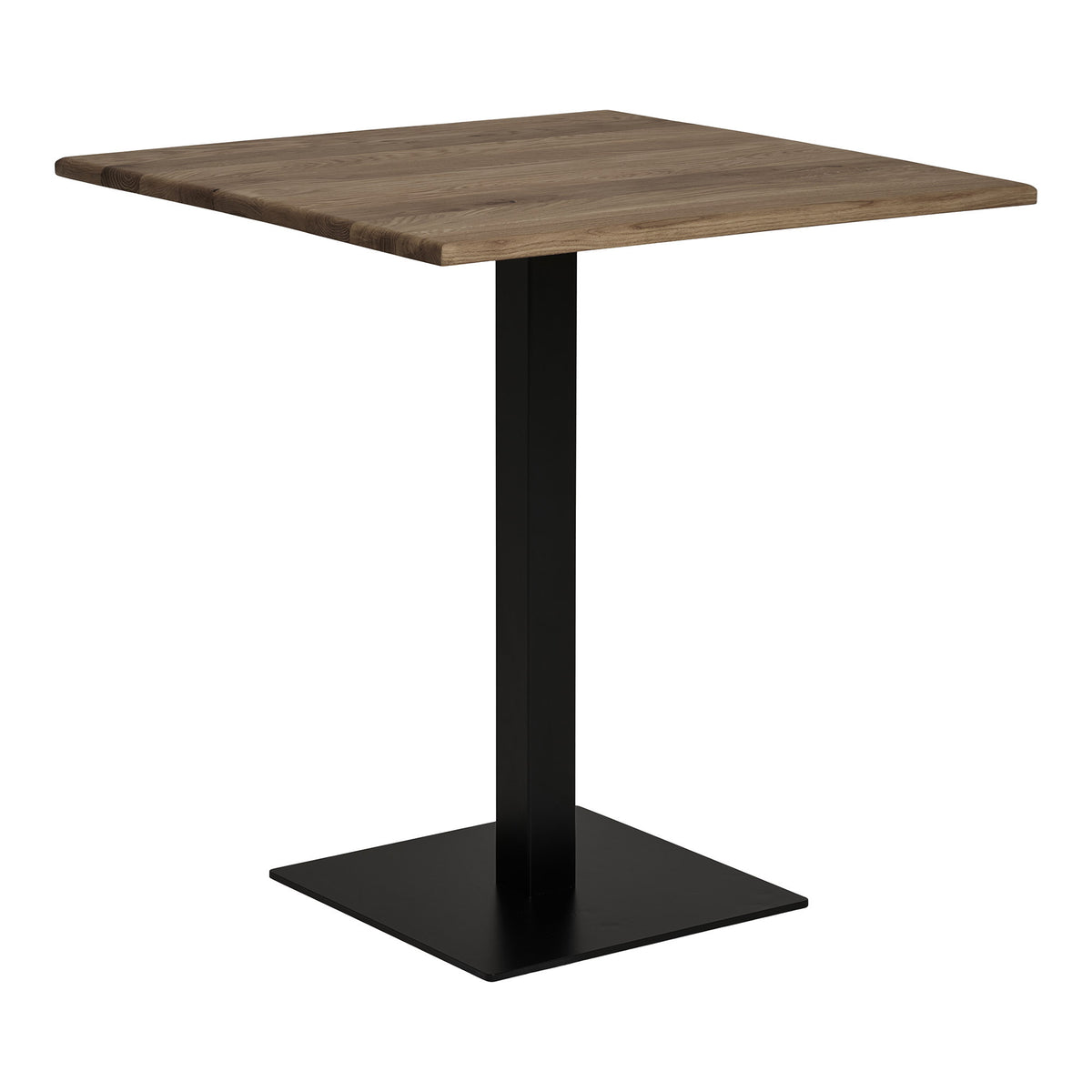 Lignano Bistrotisch aus geräucherter Eiche mit Metallgestell, Schwarz, 70 × 70 × 75 cm