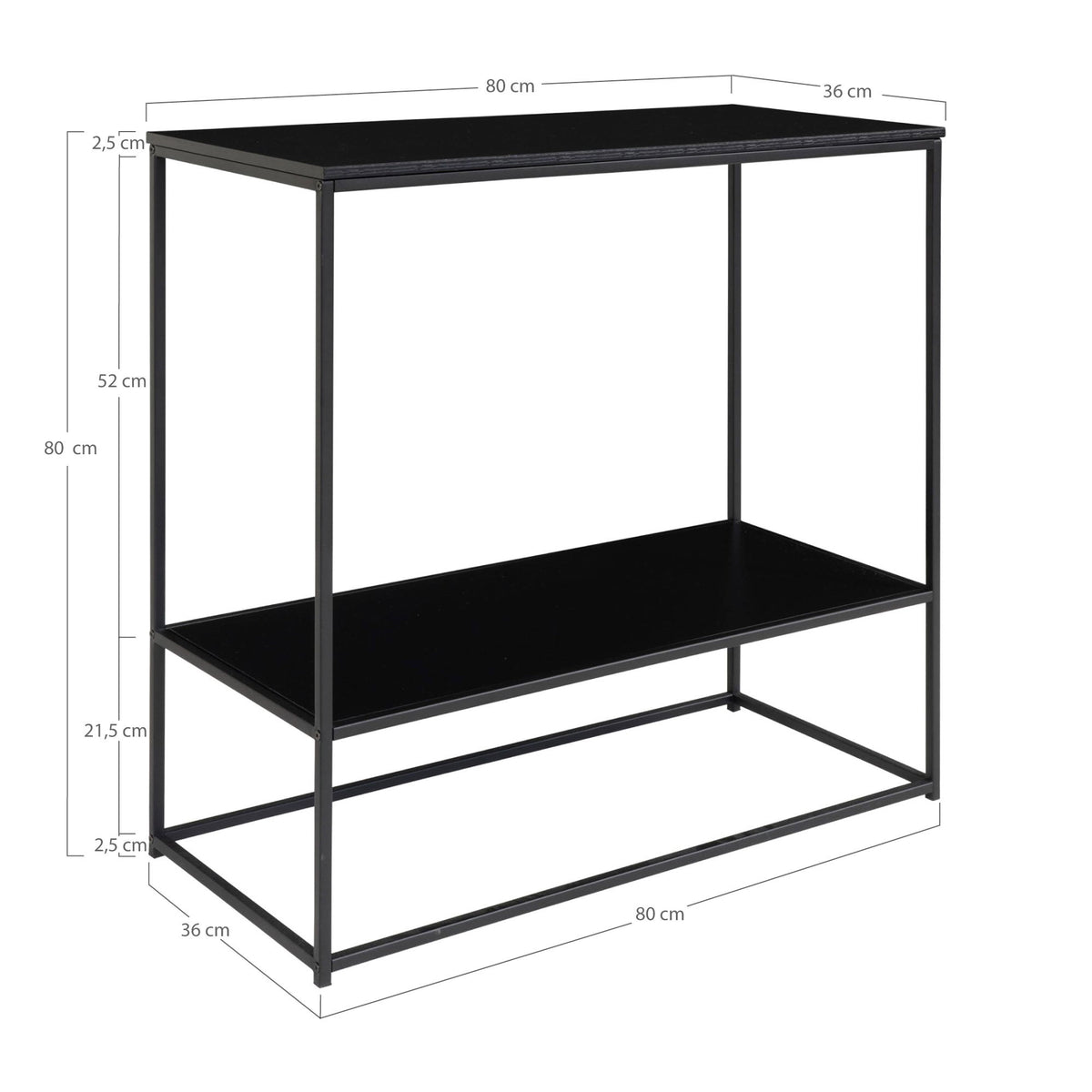 PolsterOase Möbel – Vita Konsolentisch aus Stahl, 2 Ablagen, 80 × 36 × 80 cm – Ansicht 5