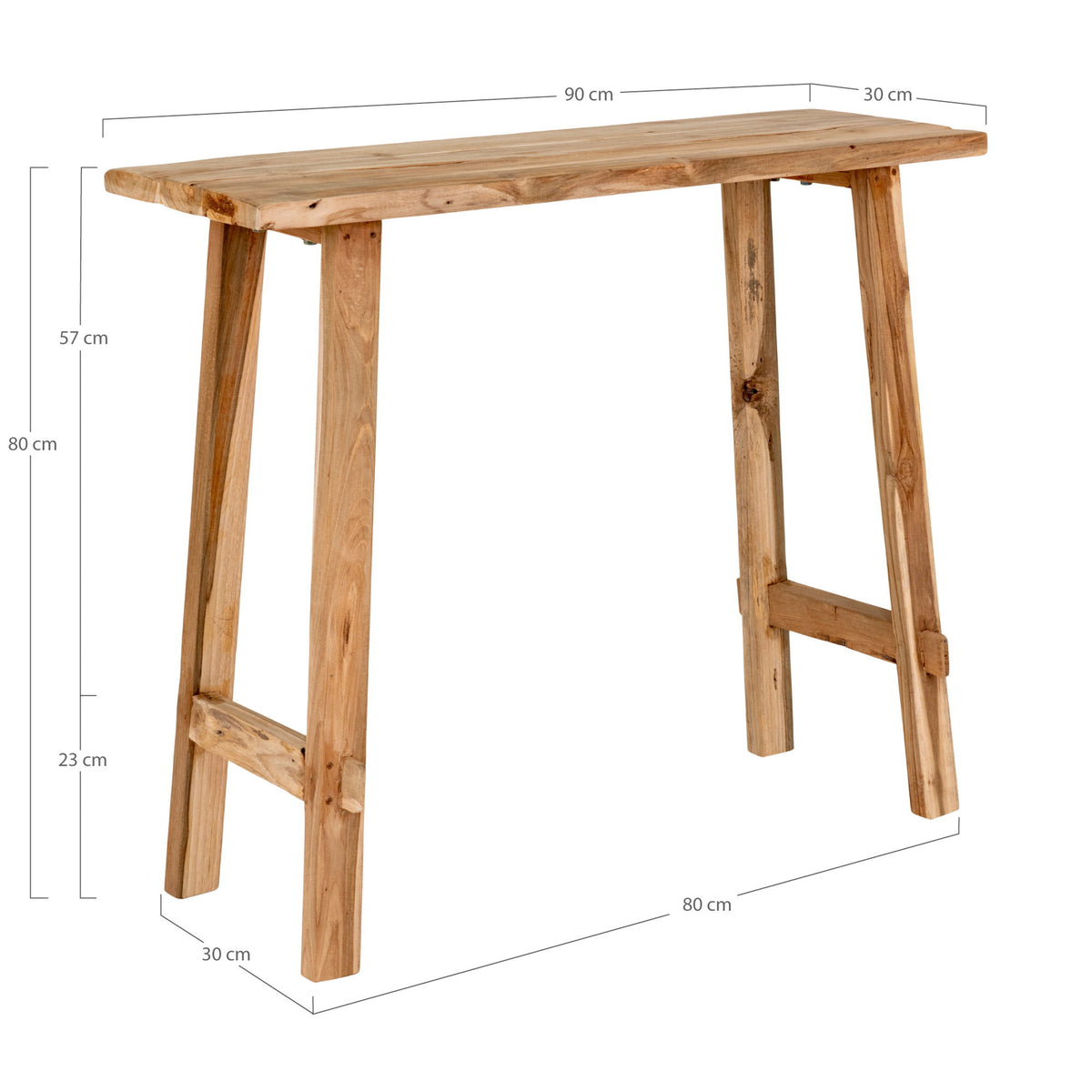 PolsterOase Möbel – Girona Konsolentisch aus Teakholz, Natur, 90 cm – Ansicht 5