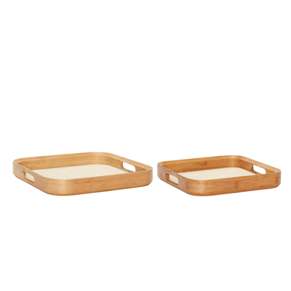 PolsterOase Möbel – Tabletts aus Bambus und Canvas, 2er, Set – Ansicht 2