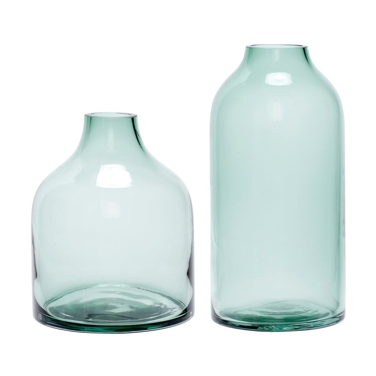 PolsterOase Möbel – Vasen aus mundgeblasenem Glas, 2er, Set, Grün