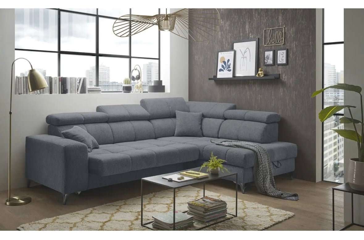 Ecksofa in Webstoff Anthrazit - POLSTEROASE