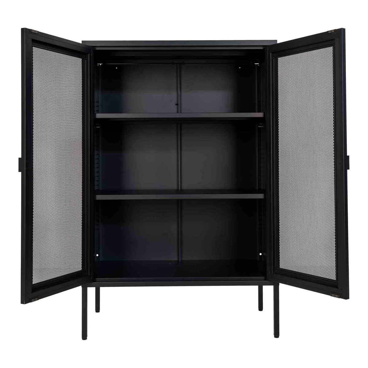 Melbourne Schrank – 2 Gittertüren, Stahl, schwarz, 80 × 40 × 120 cm