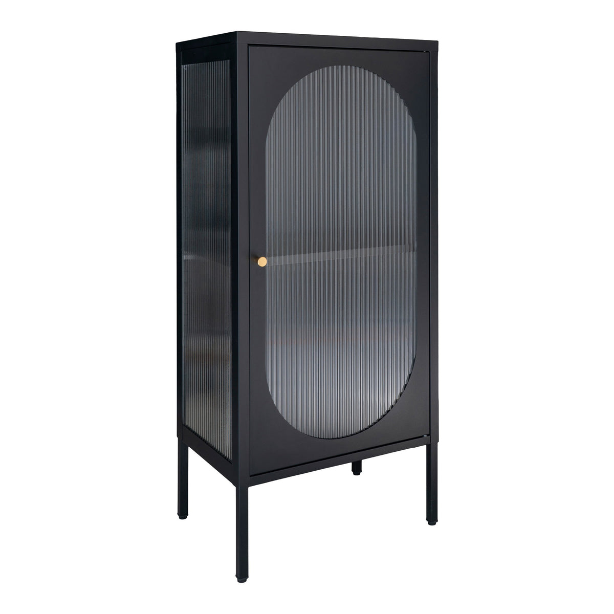 Adelaide Vitrine, Schwarz, Riffelglas