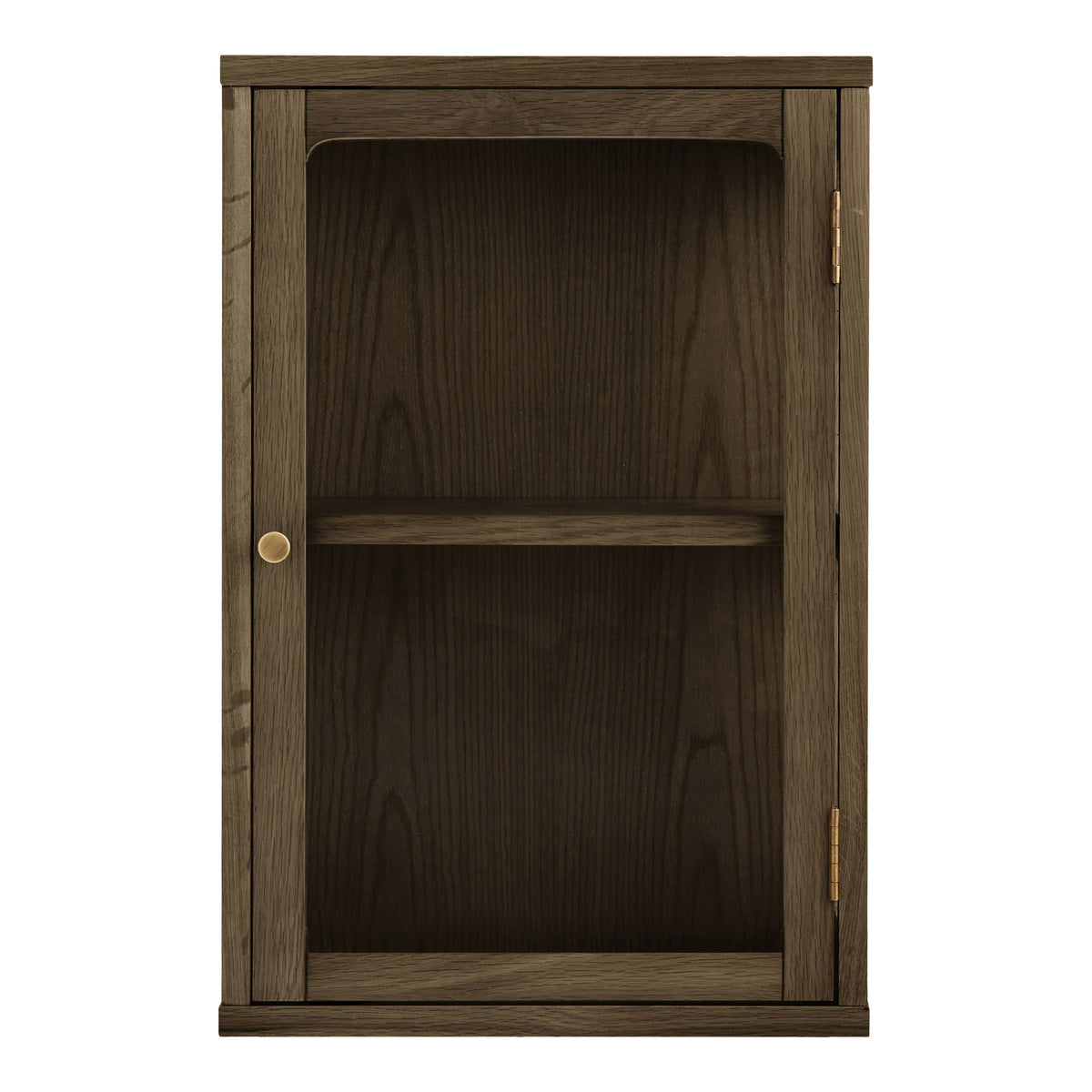 Zamora Wandhängeschrank aus Eiche und gehärtetem Glas, Dunkelbraun, 20 × 40 × 60 cm