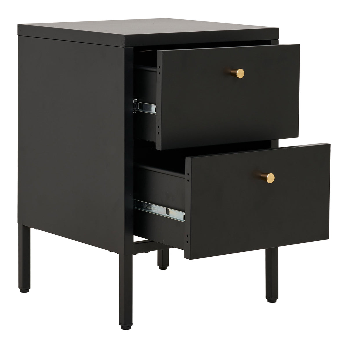 Dalby Kommode aus Stahl mit 2 Schubladen, Schwarz, 40 cm