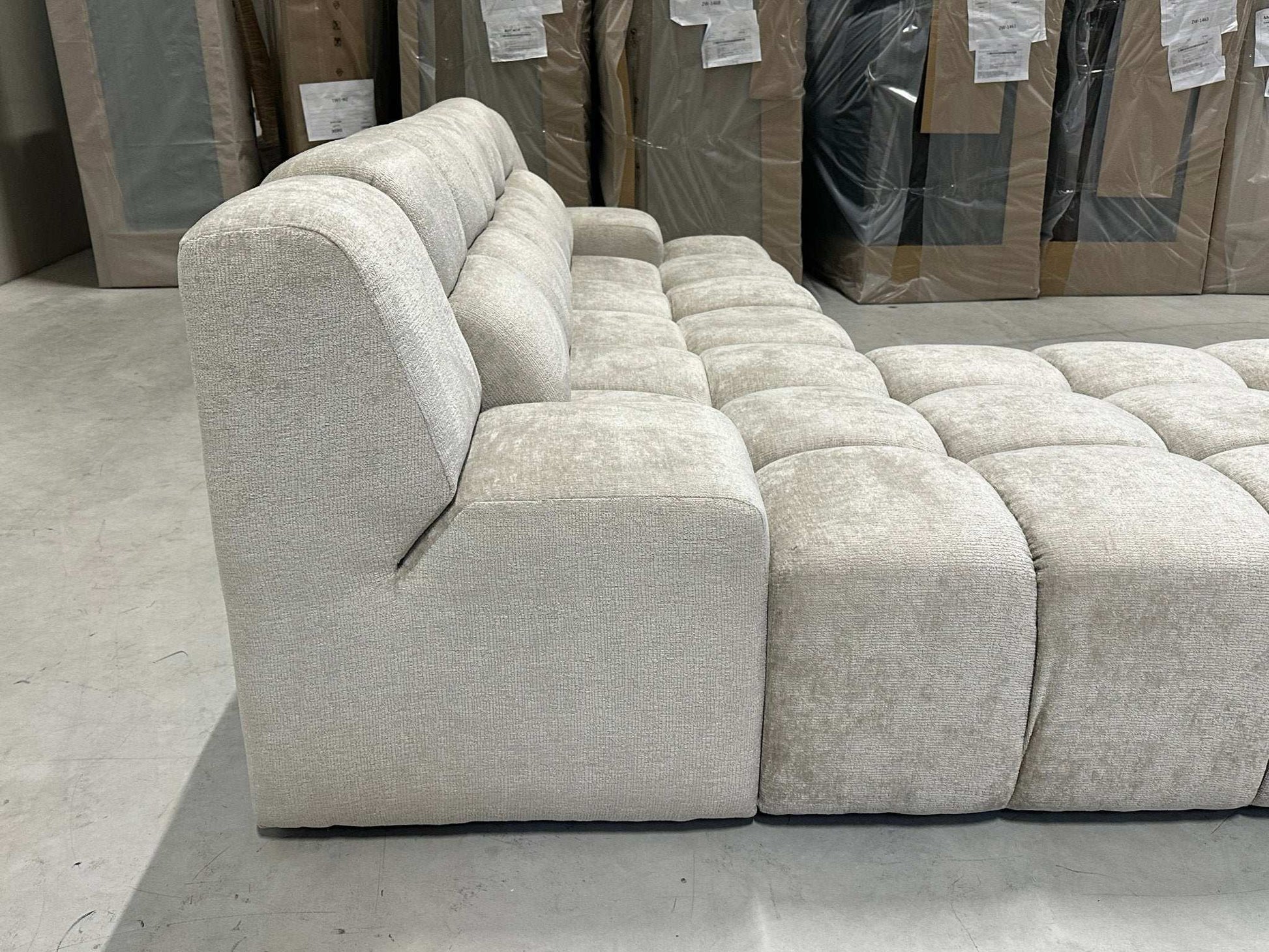 Bubble Sofa / Ecksofa in Chenille Beige - POLSTEROASE