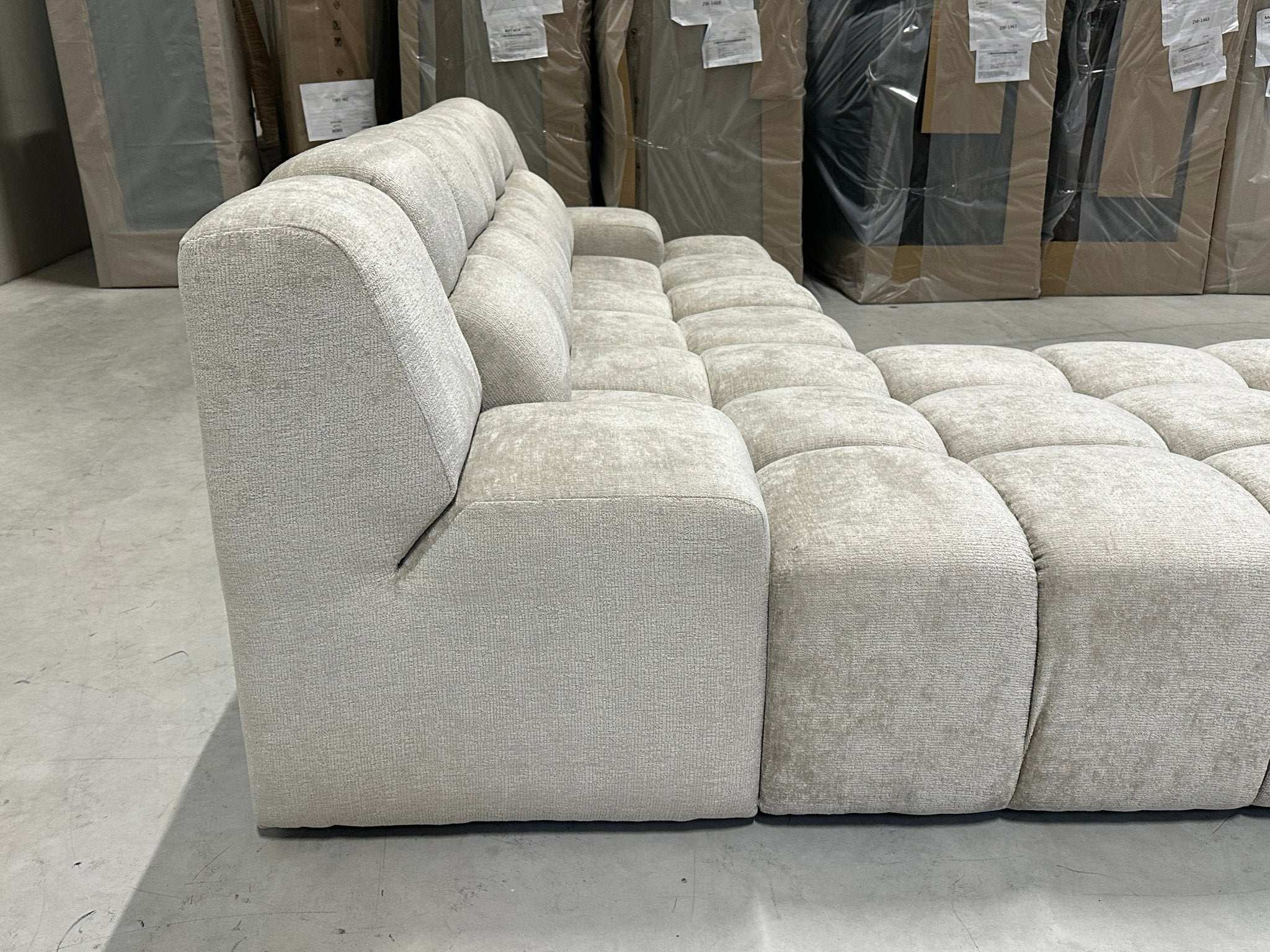 Bubble Sofa / Ecksofa in Chenille Beige - POLSTEROASE