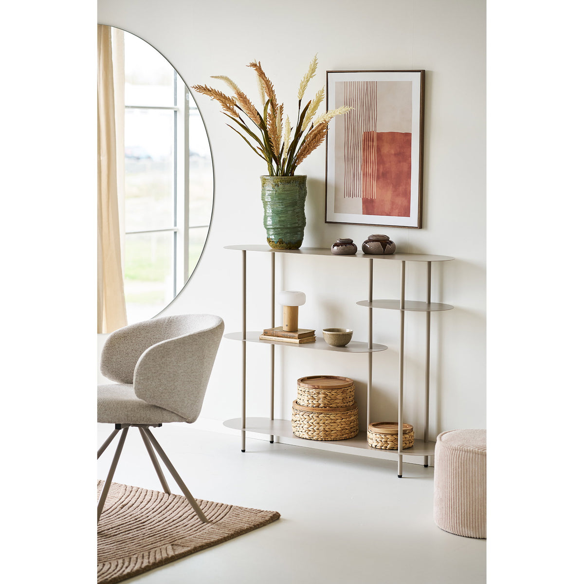 PolsterOase Möbel – Rieti Regal aus Metall, 4 Böden, Sand, 118 cm – Ansicht 2