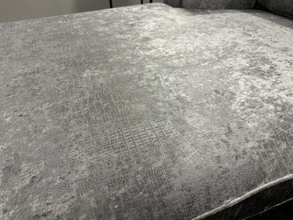 Ecksofa L-Form in Samt Silber Kroko-Optik