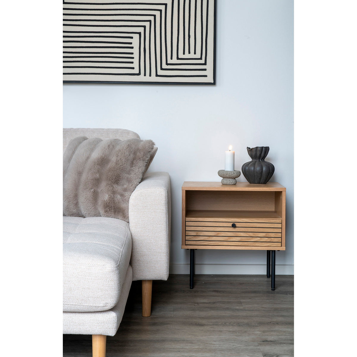 Galena Kissen – Kunstfell Grau, 45 × 45 cm