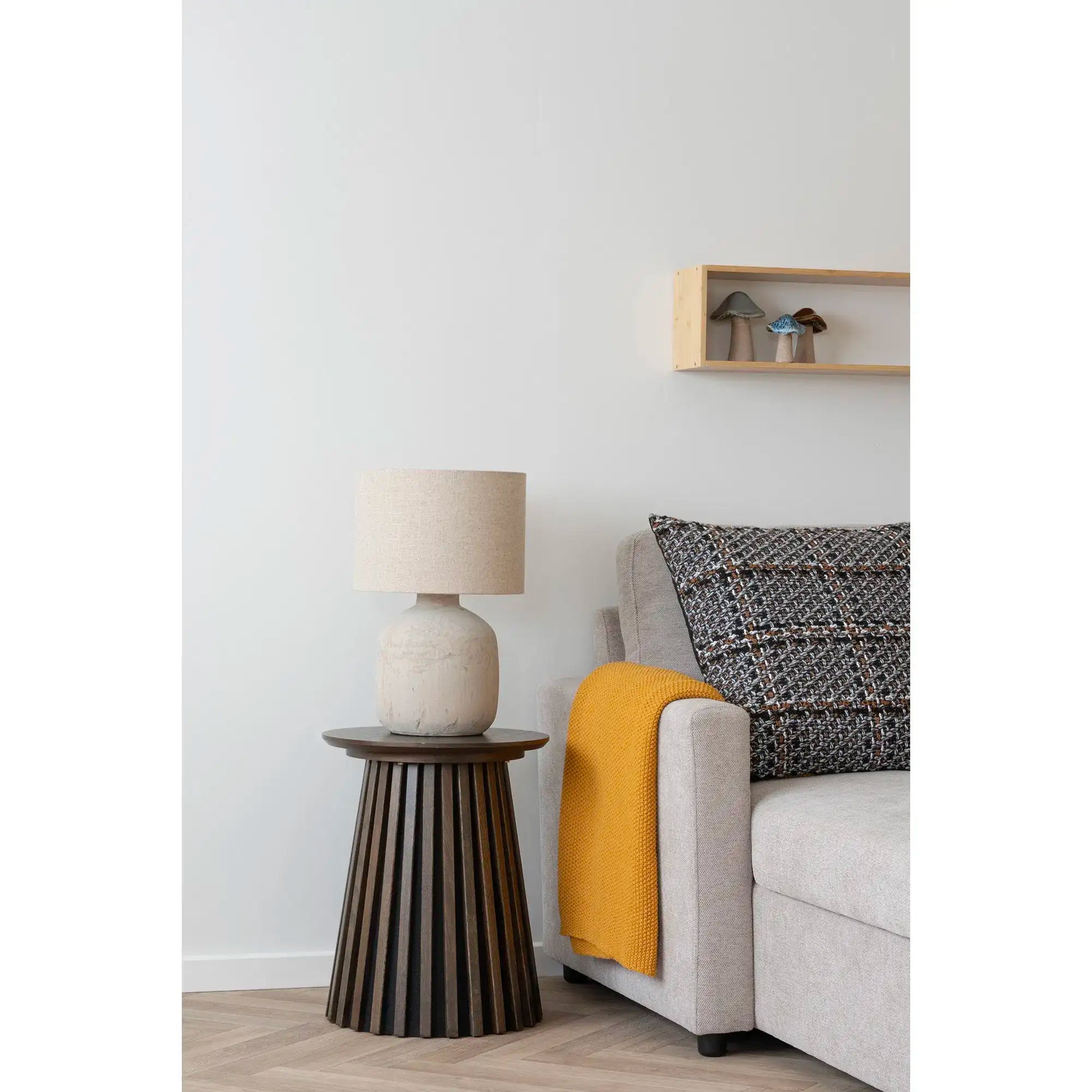 Plaid aus recycelter Baumwolle in Ocker 130x170 cm – Skandinavische Wohndecke