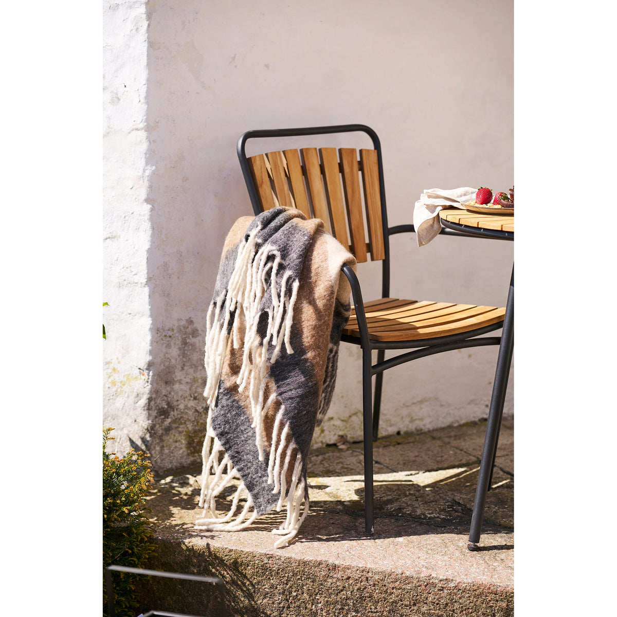 Carmel Plaid – Wollmischung Schwarz/Braun, 130 × 170 cm