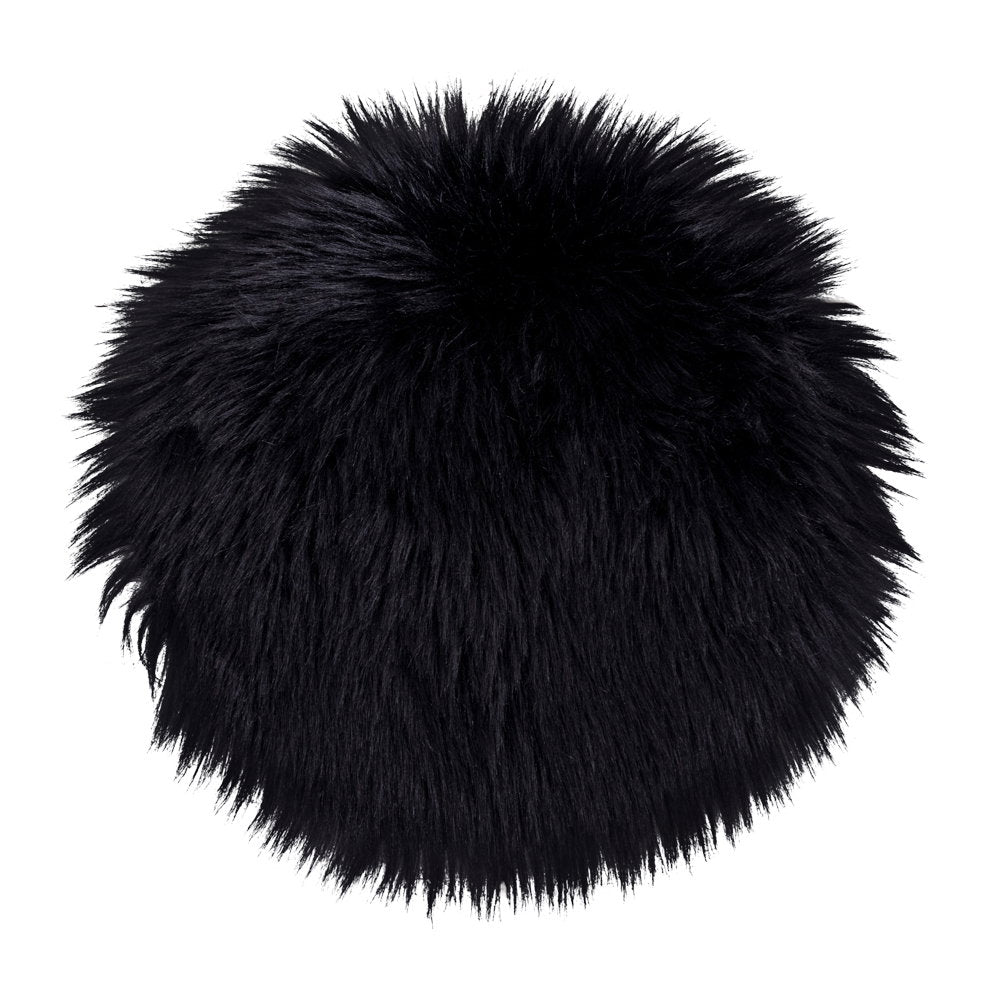 PolsterOase Möbel – Kunstlammfell Sitzkissen, Schwarz, Ø 35 cm