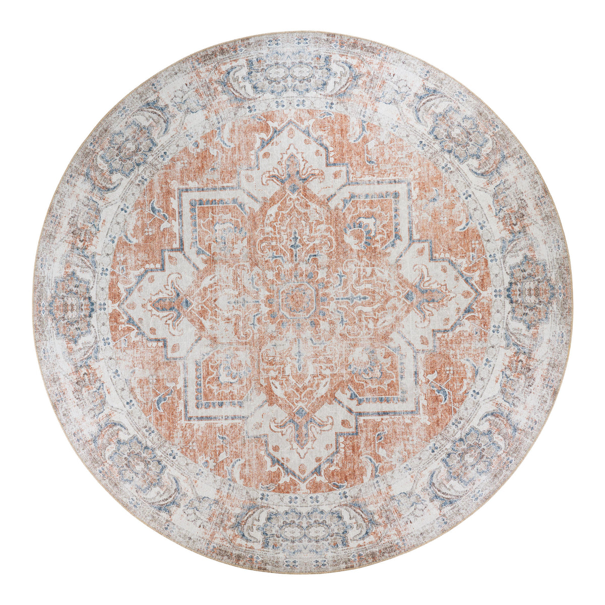 Havana Teppich, Orange/Blau, Rund