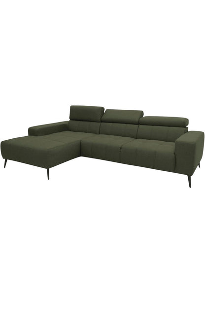 Ecksofa L - Form in Webstoff Moosgrün - POLSTEROASE