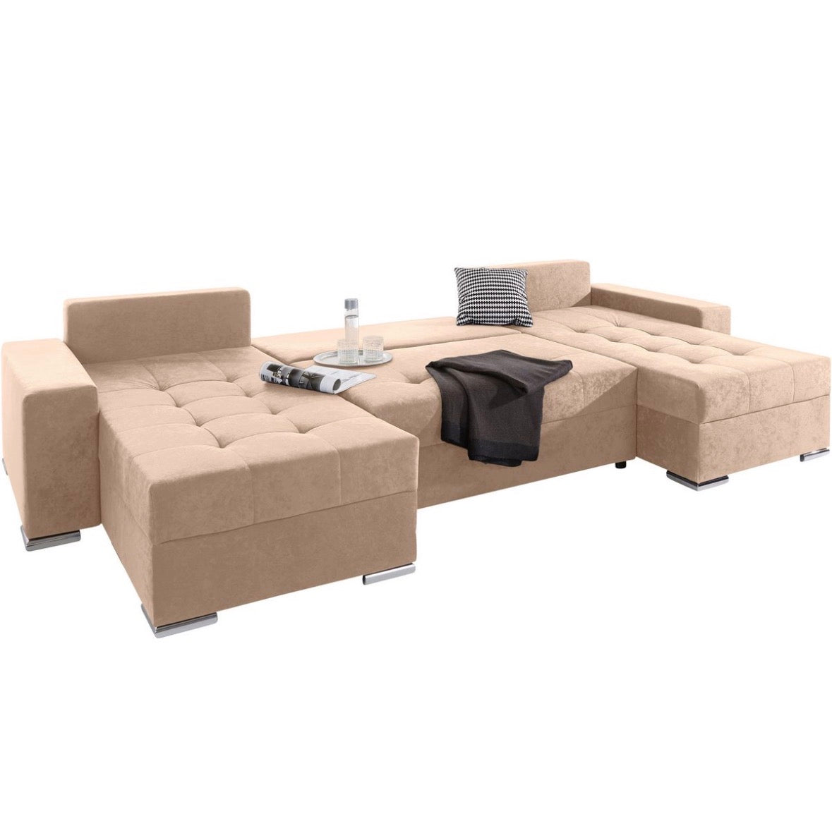 Wohnlandschaft in Microfaser, 313cm Breite | PolsterOase