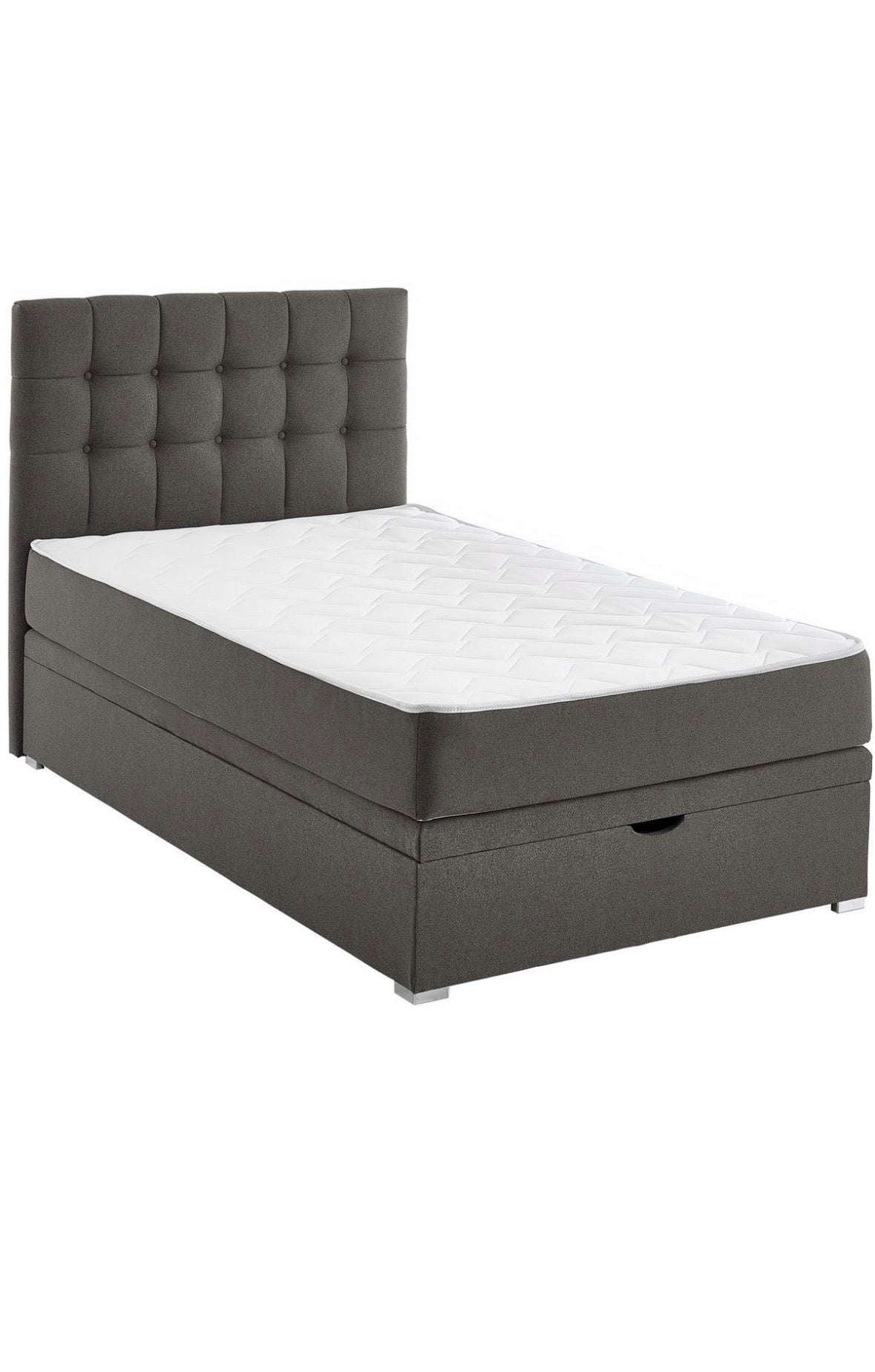 Boxbett 120x200cm mit Taschen - Federkernmatratze in Dunkelgrau - POLSTEROASE