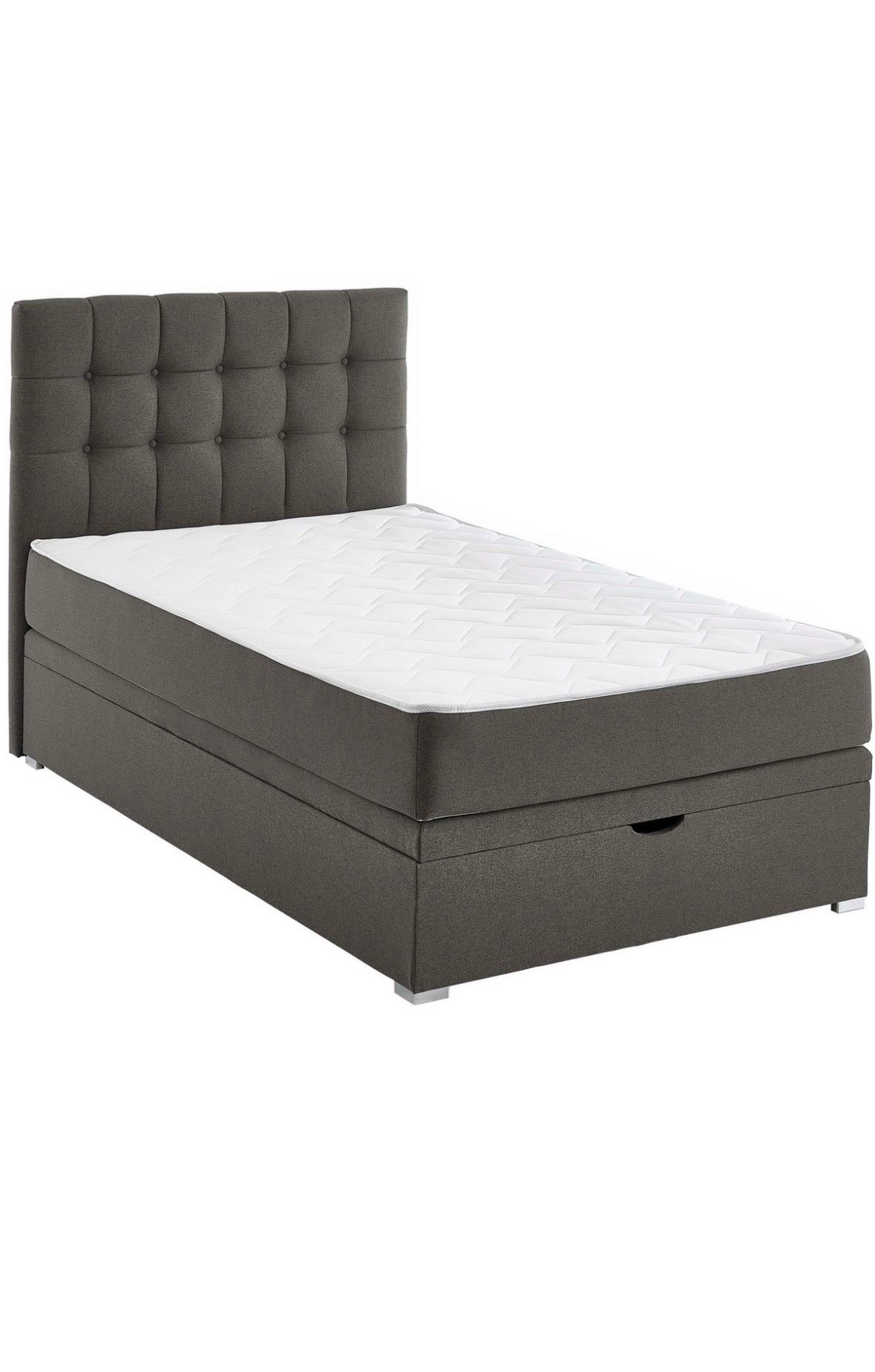 Boxbett 120x200cm mit Taschen - Federkernmatratze in Dunkelgrau