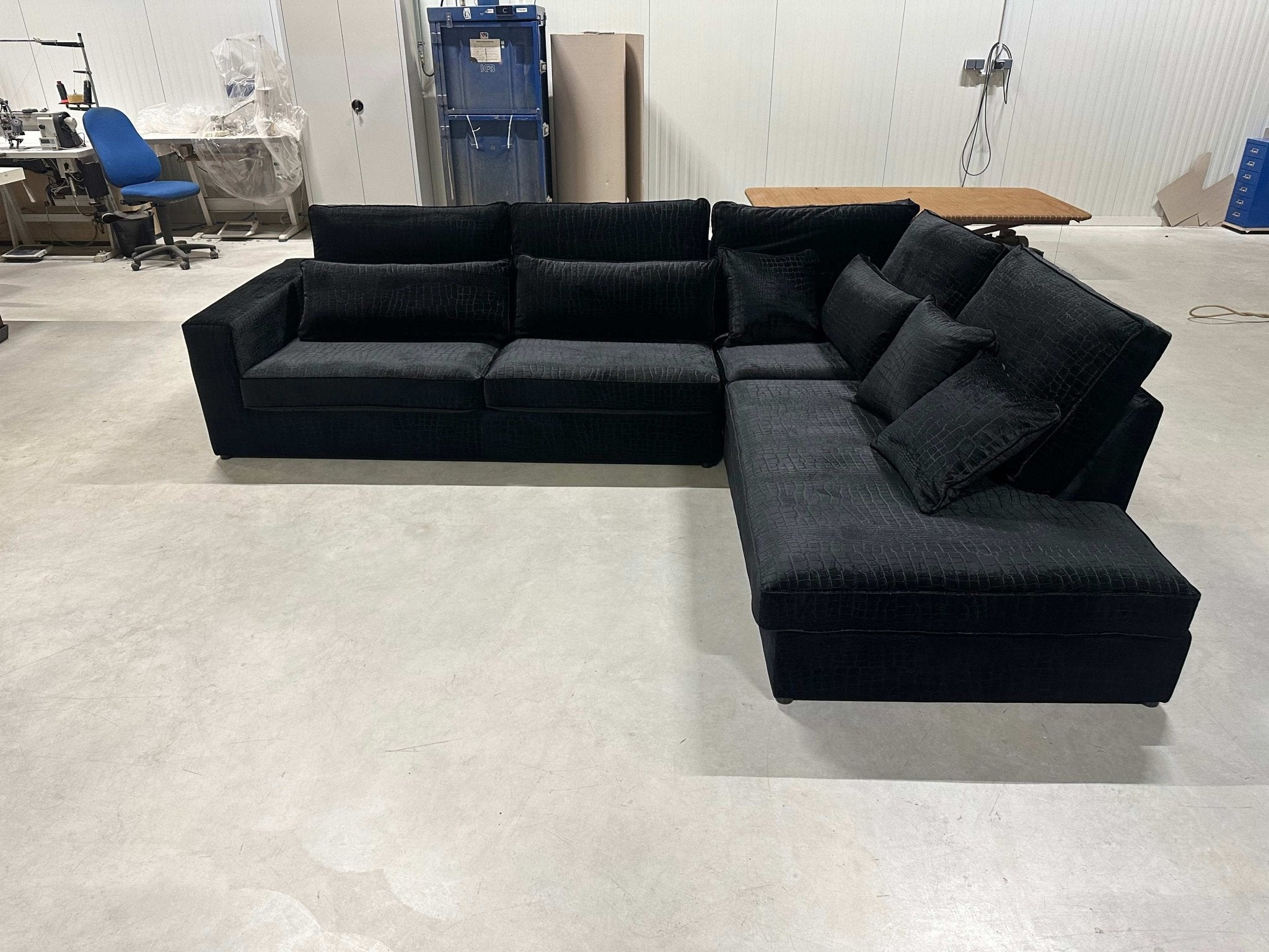 Ecksofa L - Form in Samt Kroko - Optik Anthrazit - POLSTEROASE