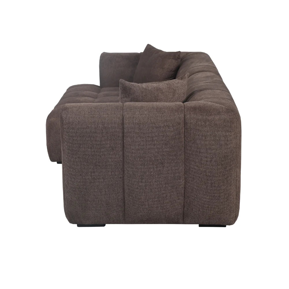 Bora Ecksofa (links) in Bouclé Grau, 304 cm Breite | PolsterOase