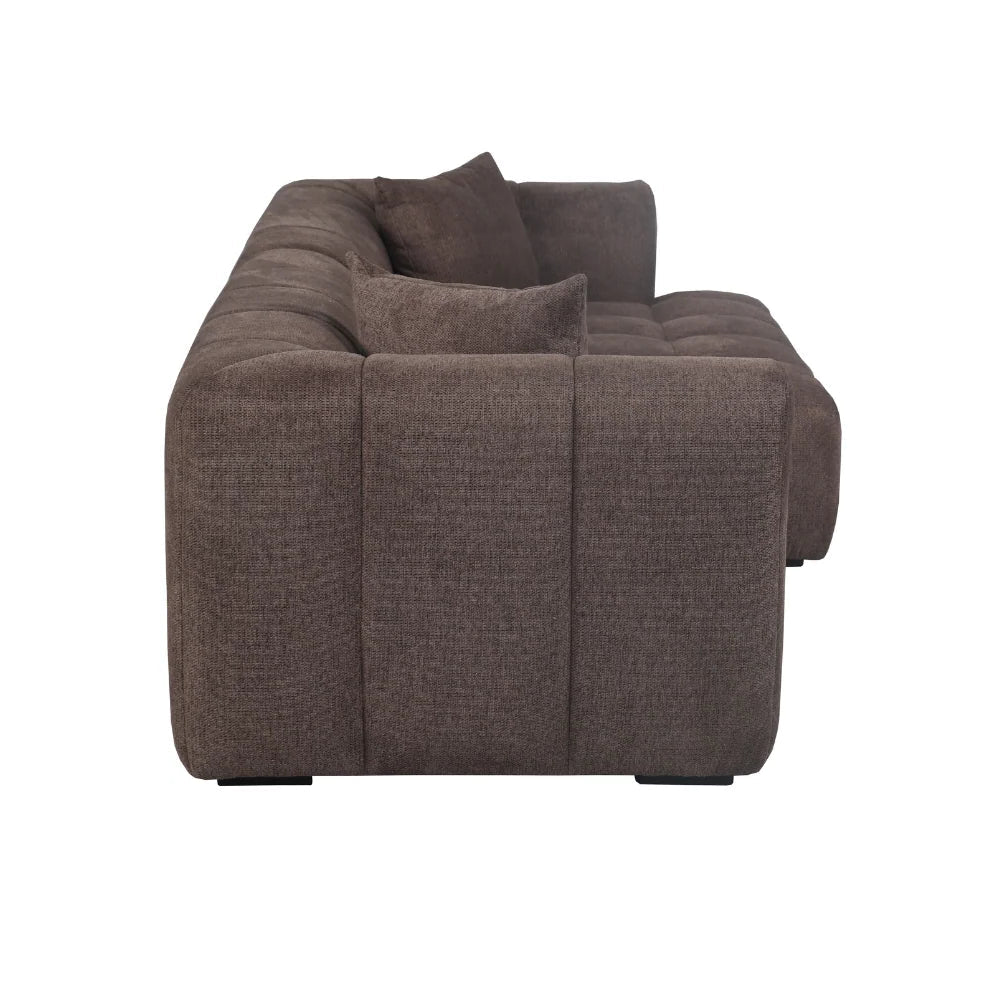 Bora Ecksofa (rechts) in Bouclé Beige, 304 cm Breite | PolsterOase