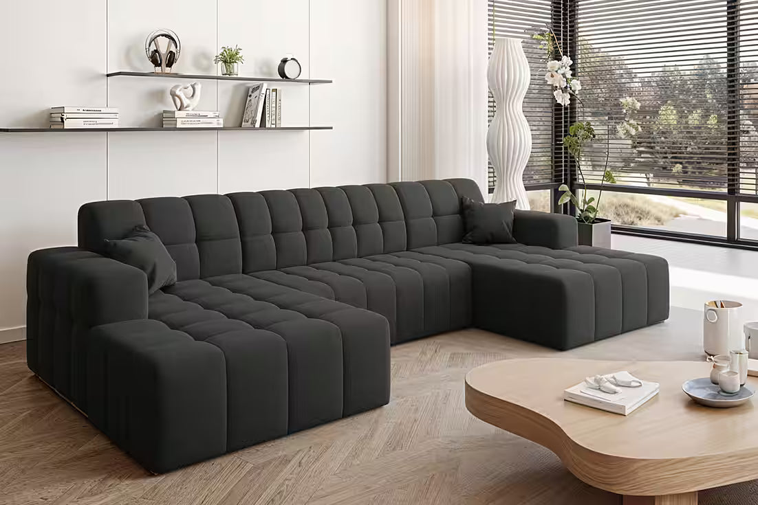Sofa Wohnlandschaft Nova in Samtvelours, 350 cm Breite