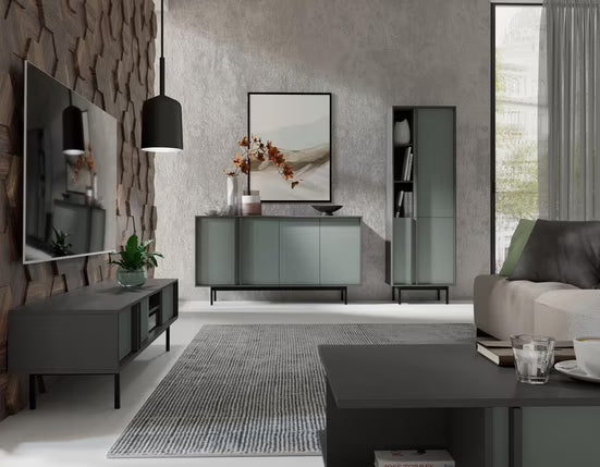 Alva 2 Türen – Moderner Design Schrank mit Schubladen & Metallfüßen (Salbei)