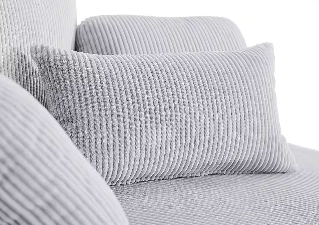 Loveseat / Sessel in Cord Hellgrau mit Stauraumhocker