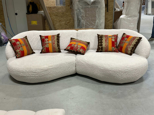 Rundes Big Sofa in Teddy Natur