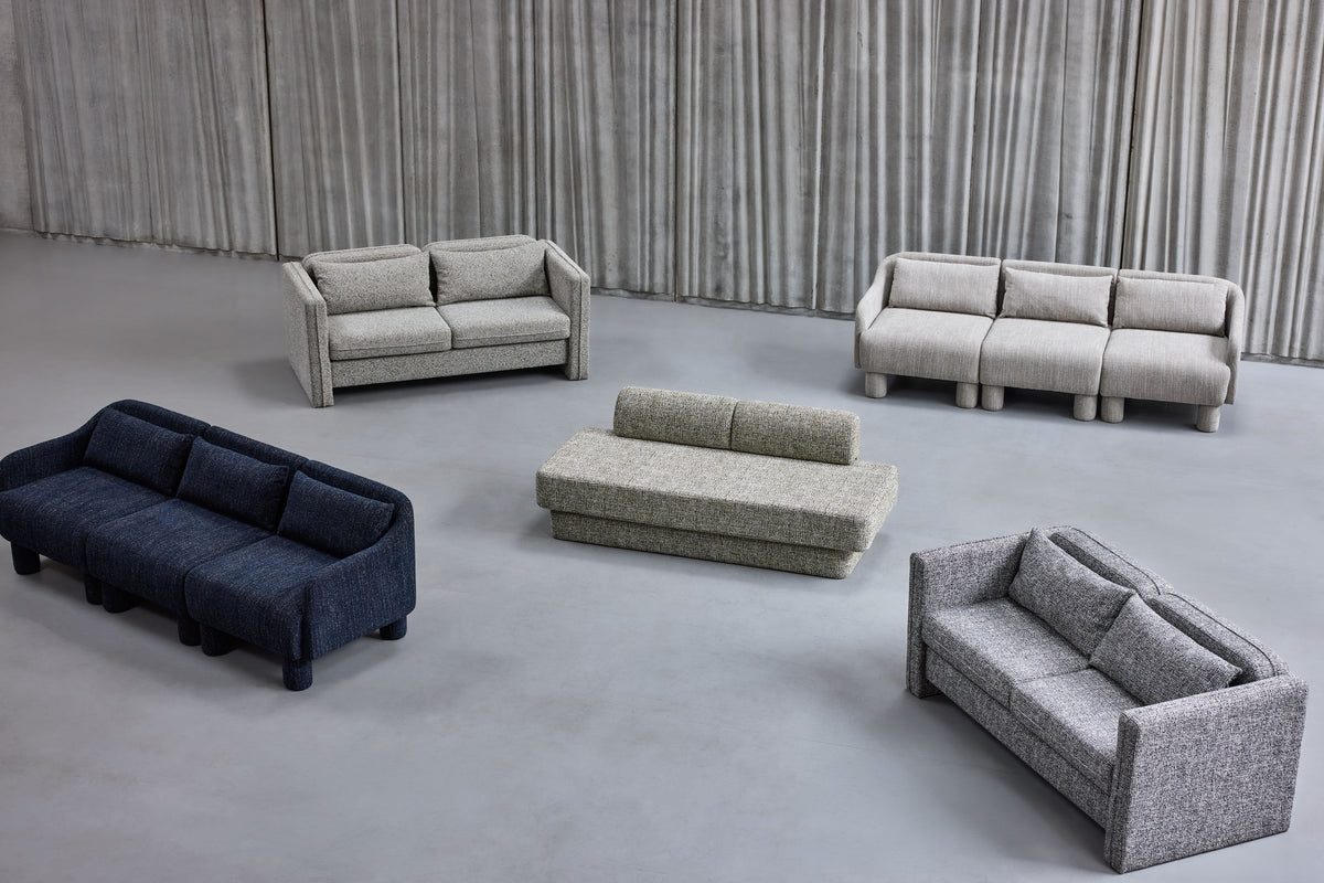 PolsterOase Möbel – Soba Sofa mit Melange, Stoffbezug, Hellgrau – Ansicht 12